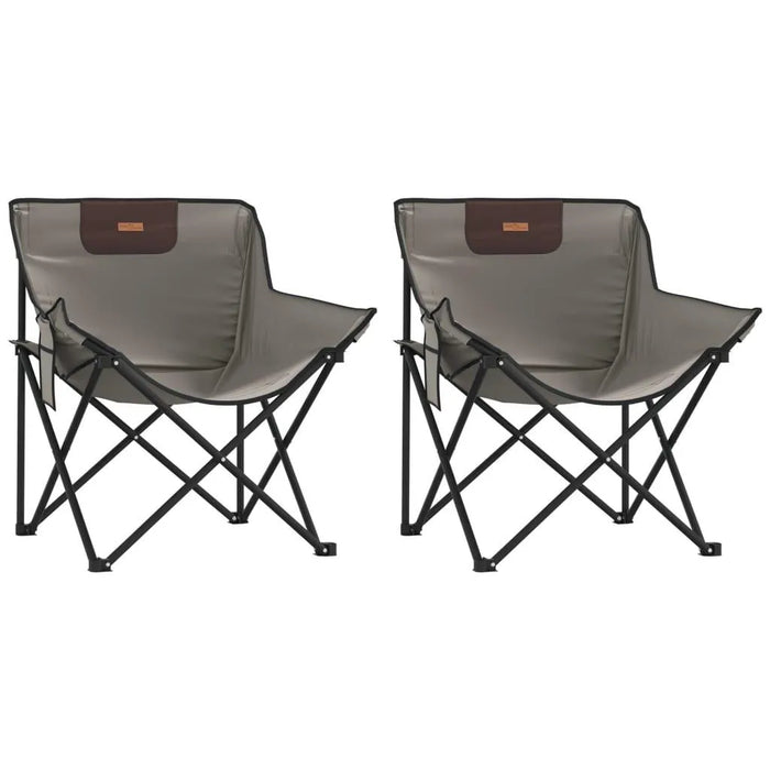 2 Foldable Camping Chairs with Pocket in Grey - Little and Giant Explorers vidaXL