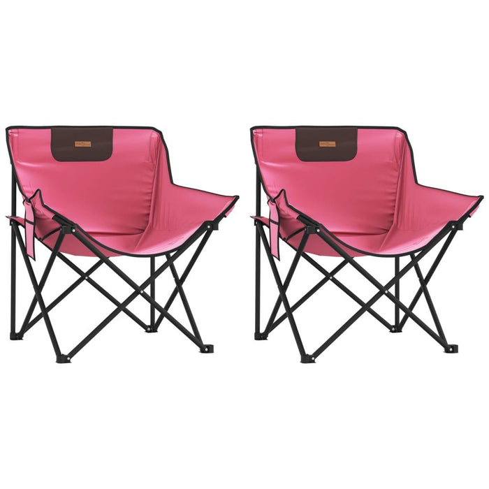 2 Foldable Camping Chairs with Pocket in Pink - Little and Giant Explorers vidaXL