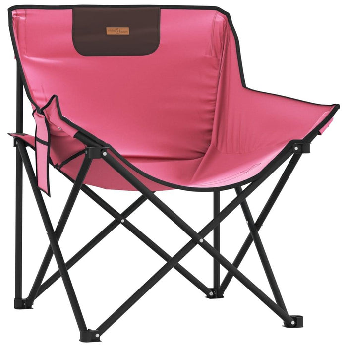 2 Foldable Camping Chairs with Pocket in Pink - Little and Giant Explorers vidaXL