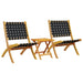 2 Folding Garden Chairs with Table in Black and Solid Wood - Little and Giant Explorers vidaXL