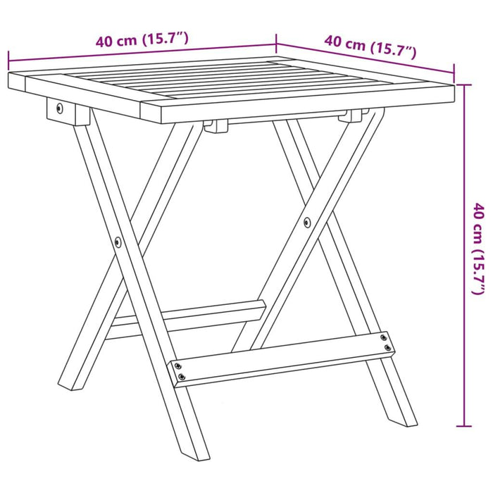 2 Folding Garden Chairs with Table in Black and Solid Wood - Little and Giant Explorers vidaXL