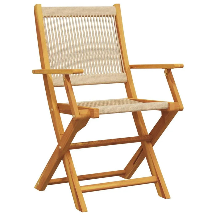 2 Garden Chairs in Beige and Solid Wood Acacia - Little and Giant Explorers vidaXL