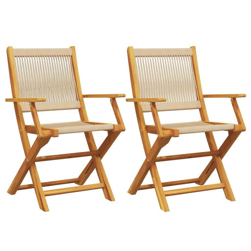 2 Garden Chairs in Beige and Solid Wood Acacia - Little and Giant Explorers vidaXL