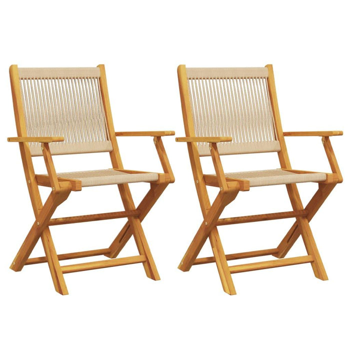 2 Garden Chairs in Beige and Solid Wood Acacia - Little and Giant Explorers vidaXL