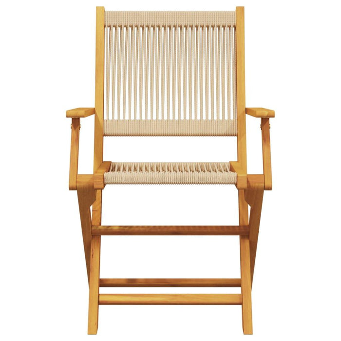 2 Garden Chairs in Beige and Solid Wood Acacia - Little and Giant Explorers vidaXL