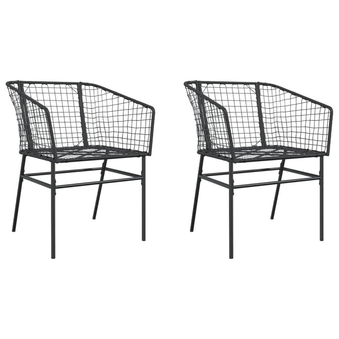 2 Garden Chairs in Black and Poly Rattan - Little and Giant Explorers vidaXL