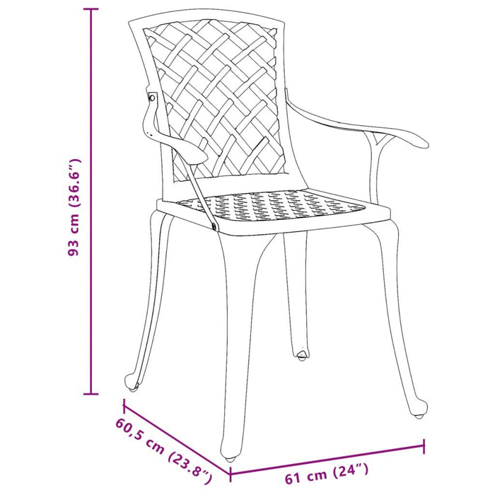 2 Garden Chairs in Green Cast Aluminium - Little and Giant Explorers vidaXL