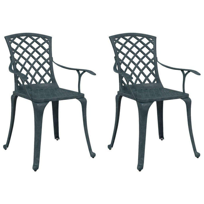 2 Garden Chairs in Green Cast Aluminium - Little and Giant Explorers vidaXL