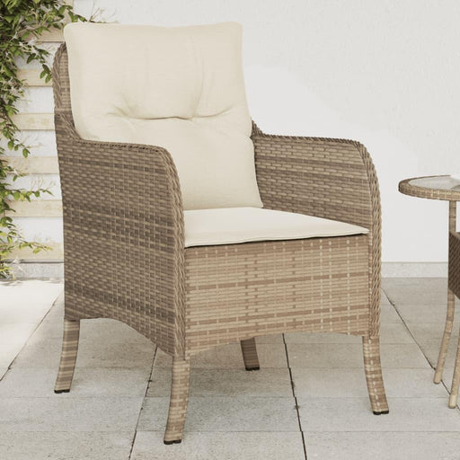 2 Garden Chairs with Cushions in Beige and Poly Rattan - Little and Giant Explorers vidaXL