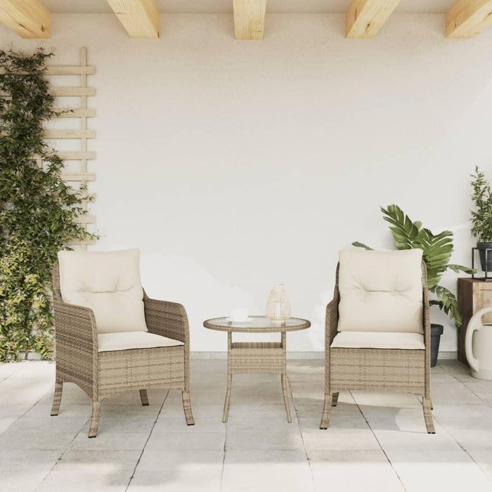 2 Garden Chairs with Cushions in Beige and Poly Rattan - Little and Giant Explorers vidaXL