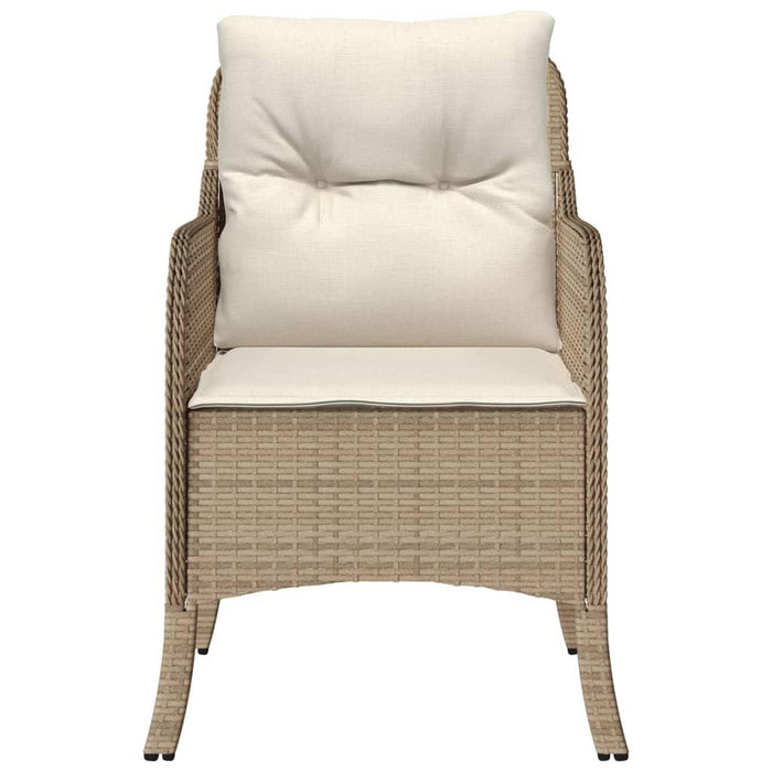 2 Garden Chairs with Cushions in Beige and Poly Rattan - Little and Giant Explorers vidaXL