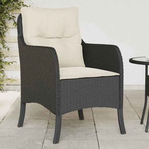 2 Garden Chairs with Cushions in Black Poly Rattan - Little and Giant Explorers vidaXL