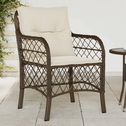 2 Garden Chairs with Cushions in Brown and Poly Rattan - Little and Giant Explorers vidaXL