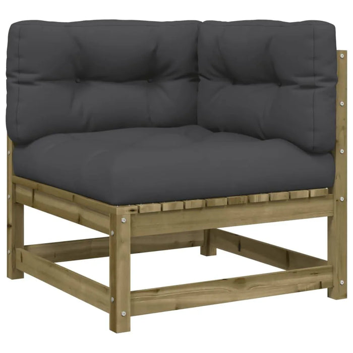 2 Garden Corner Sofas with Anthracite Cushions in Impregnated Wood Pine - Little and Giant Explorers vidaXL