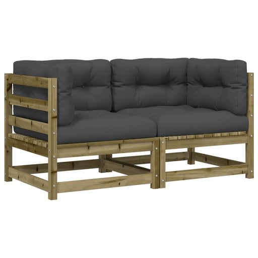 2 Garden Corner Sofas with Anthracite Cushions in Impregnated Wood Pine - Little and Giant Explorers vidaXL