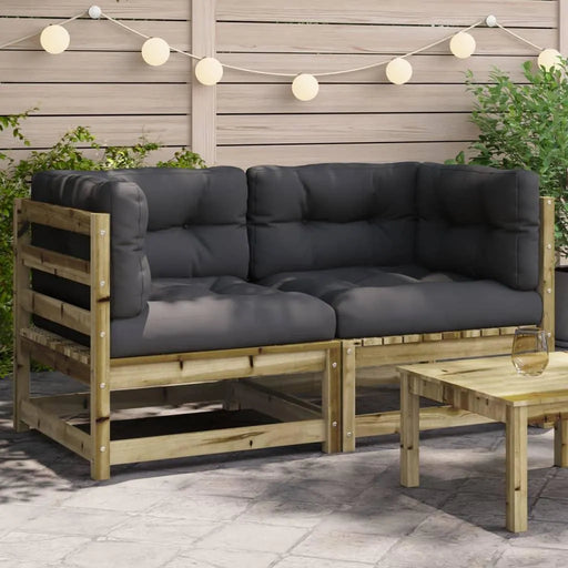 2 Garden Corner Sofas with Anthracite Cushions in Impregnated Wood Pine - Little and Giant Explorers vidaXL