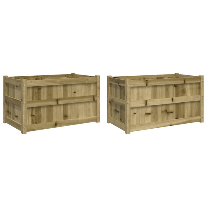 2 Garden Planters in Impregnated Wood Pine (90 x 50 x 50cm) - Little and Giant Explorers vidaXL