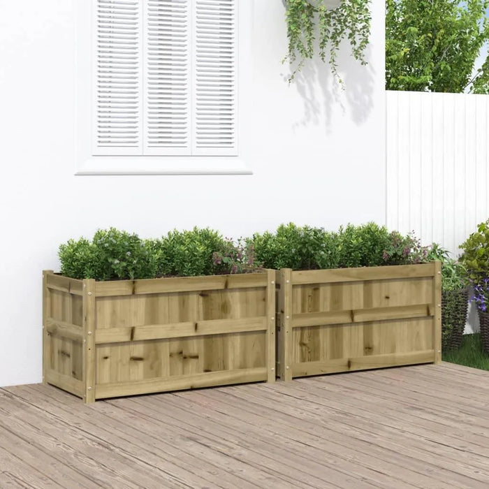 2 Garden Planters in Impregnated Wood Pine (90 x 50 x 50cm) - Little and Giant Explorers vidaXL