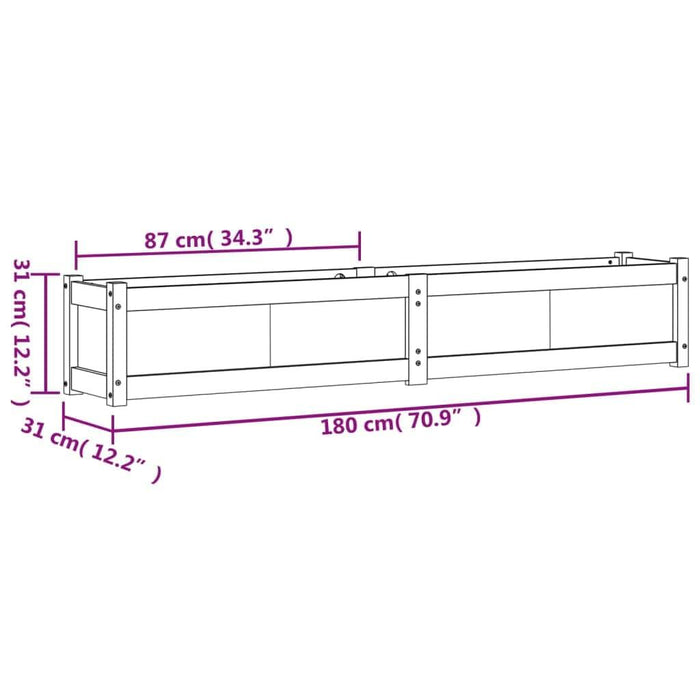 2 Garden Planters in Solid Wood Douglas (180 x 31 x 31cm) - Little and Giant Explorers vidaXL