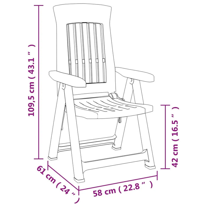 Garden Reclining Chairs 2 pcs White PP - Little and Giant Explorers vidaXL