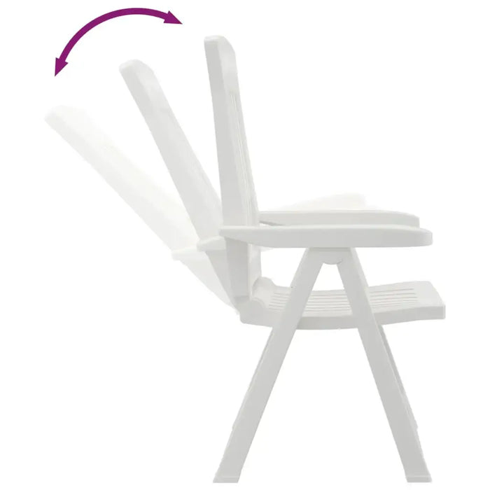 White garden reclining chair with adjustable backrest positions on white background