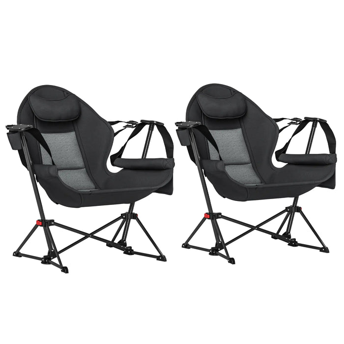 2 Hammock Camping Chairs in Black - Little and Giant Explorers Outsunny