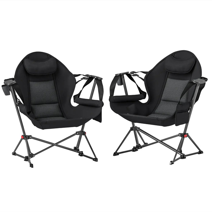 2 Hammock Camping Chairs in Black - Little and Giant Explorers Outsunny