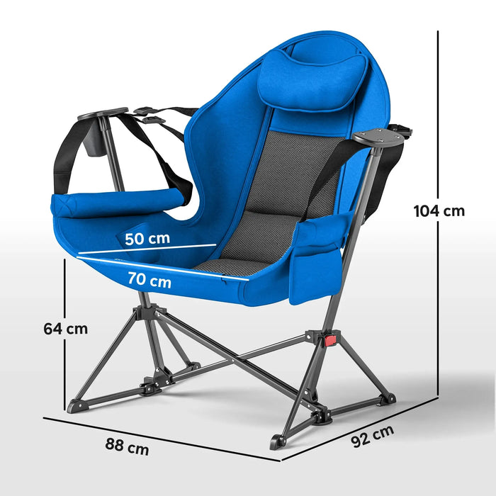 2 Hammock Camping Chairs in Blue - Little and Giant Explorers Outsunny