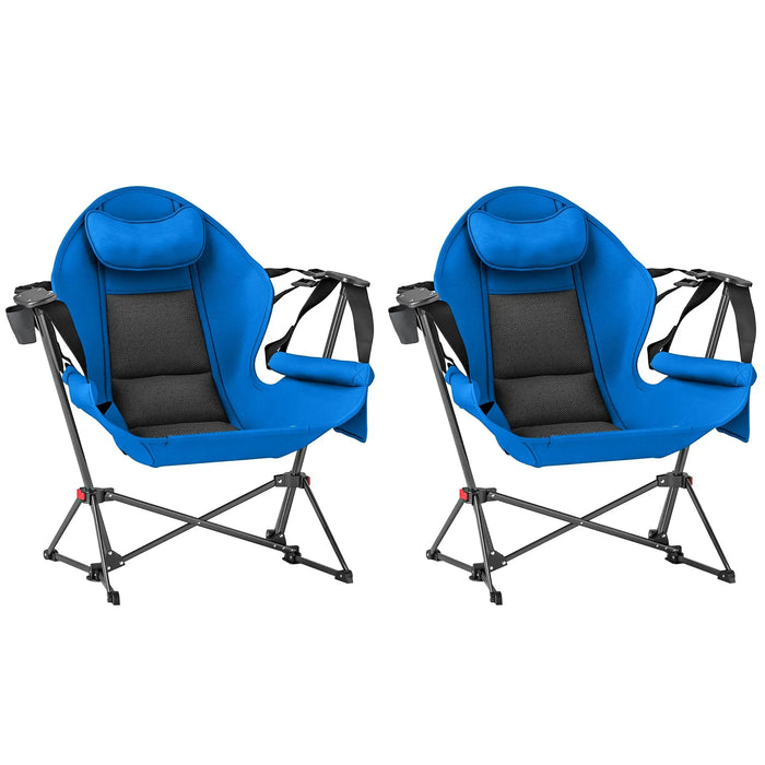 2 Hammock Camping Chairs in Blue - Little and Giant Explorers Outsunny