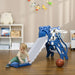 2 in 1 Baby Slide with Basketball Hoop and Basketball in Blue - Little and Giant Explorers AIYAPLAY