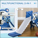 2 in 1 Baby Slide with Basketball Hoop and Basketball in Blue - Little and Giant Explorers AIYAPLAY