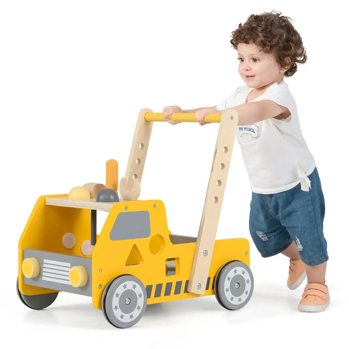 2-in-1 Baby Walker and Tool Workbench – Adjustable Speed | Construction Theme COSTWAY - Little and Giant Explorers Costway