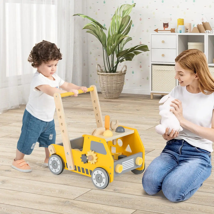 2-in-1 Baby Walker and Tool Workbench – Adjustable Speed | Construction Theme COSTWAY - Little and Giant Explorers Costway