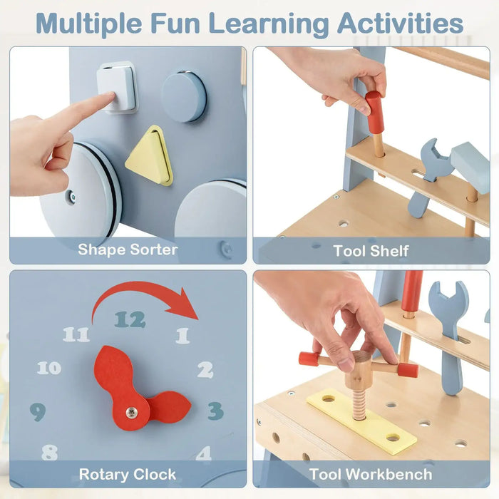 2-in-1 Baby Walker and Tool Workbench | Push Toy with Shape Sorter and Accessories COSTWAY - Little and Giant Explorers Costway