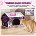 2-in-1 Cardboard Cat House – Pink | Arcade-Style Design - Built-in Scratcher and Catnip PAWHUT - Little and Giant Explorers PawHut