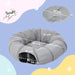 2-in-1 Cat Play Tunnel with Bed - Grey Suede | Zippable S-Shape or Circle PAWHUT - Little and Giant Explorers PawHut