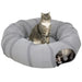 2-in-1 Cat Play Tunnel with Bed - Grey Suede | Zippable S-Shape or Circle PAWHUT - Little and Giant Explorers PawHut