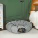 2-in-1 Cat Play Tunnel with Bed - Grey Suede | Zippable S-Shape or Circle PAWHUT - Little and Giant Explorers PawHut