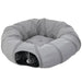 2-in-1 Cat Play Tunnel with Bed - Grey Suede | Zippable S-Shape or Circle PAWHUT - Little and Giant Explorers PawHut