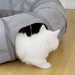 2-in-1 Cat Play Tunnel with Bed - Grey Suede | Zippable S-Shape or Circle PAWHUT - Little and Giant Explorers PawHut
