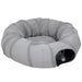 2-in-1 Cat Play Tunnel with Bed - Grey Suede | Zippable S-Shape or Circle PAWHUT - Little and Giant Explorers PawHut