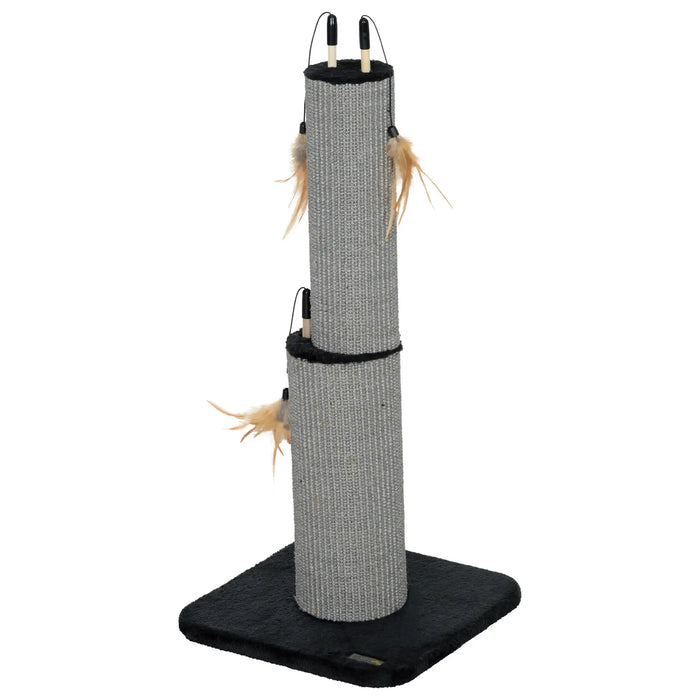 2-in-1 Cat Scratching Post with 3 Toy Feathers in Black 78cm - Little and Giant Explorers PawHut