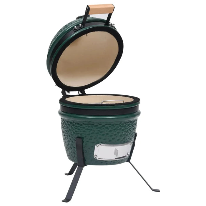 2-in-1 Ceramic Kamado Barbecue Grill Smoker in Green 56cm - Little and Giant Explorers vidaXL