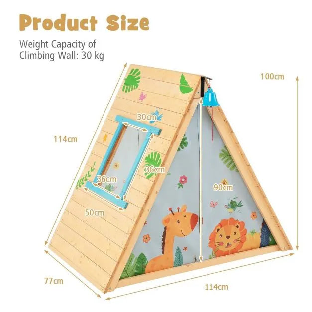 2-in-1 Climbing Teepee with Front Bell and Window - Little and Giant Explorers Costway