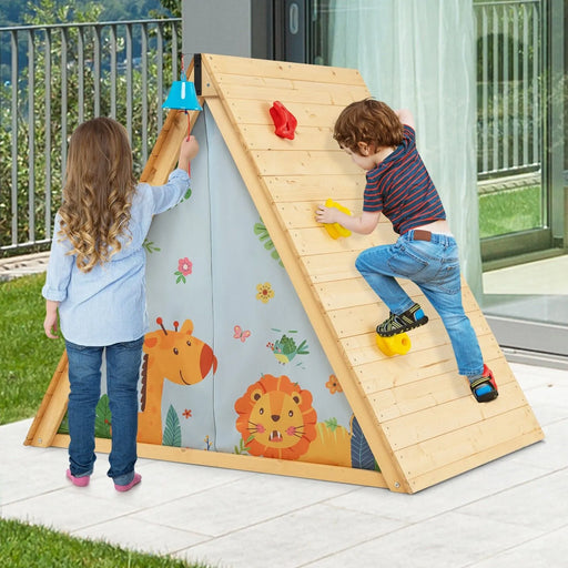 2-in-1 Climbing Teepee with Front Bell and Window - Little and Giant Explorers Costway