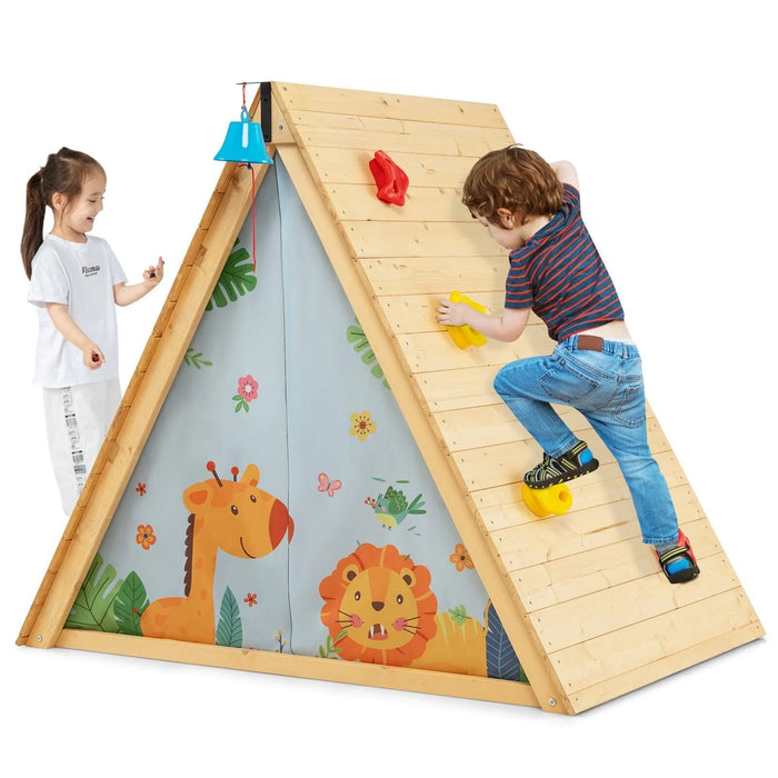 2-in-1 Climbing Teepee with Front Bell and Window - Little and Giant Explorers Costway