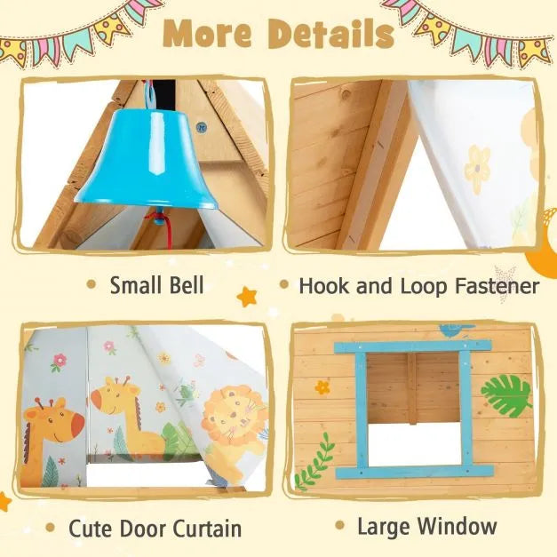 2-in-1 Climbing Teepee with Front Bell and Window - Little and Giant Explorers Costway