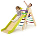 2-in-1 Colourful Wooden Climbing Frame with Gradient Adjustable Slide - Little and Giant Explorers Costway