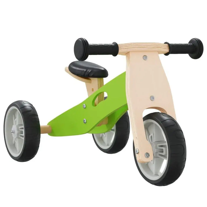 Green and black 2-in-1 convertible balance bike with adjustable seat and handlebar