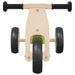 Green and black 2-in-1 convertible balance bike with adjustable wooden frame and three wheels